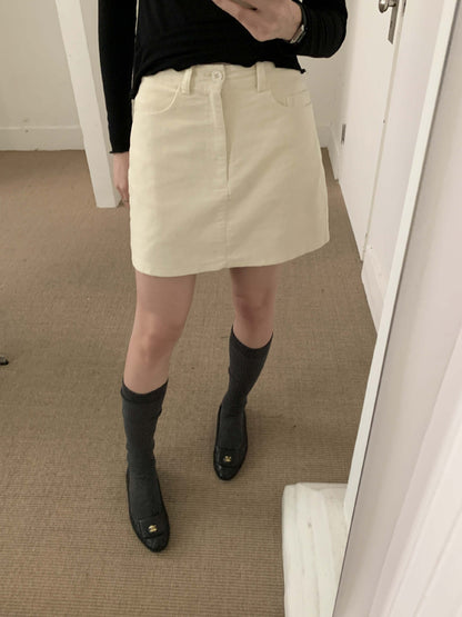 【H562】實拍秋冬S~XL必備復古高腰燈芯絨A字裙251021
