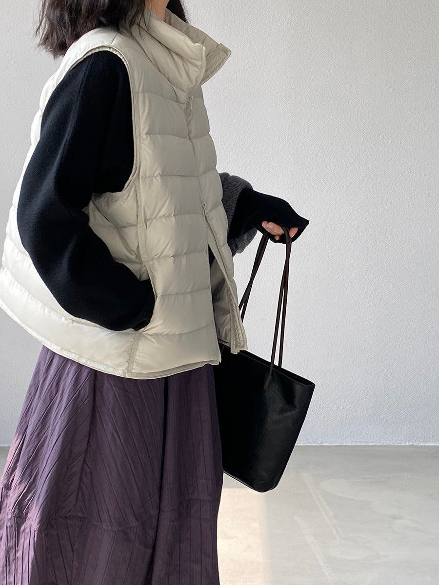 【cimz6377】實拍立領排骨雙頭拉鏈羽絨背心(90白鴨絨)251120