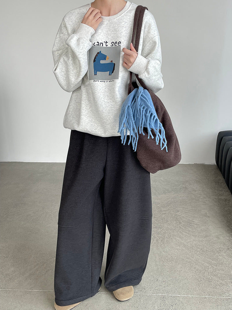 【cimD20307】實拍大人系印花加绒寬鬆衛衣251114