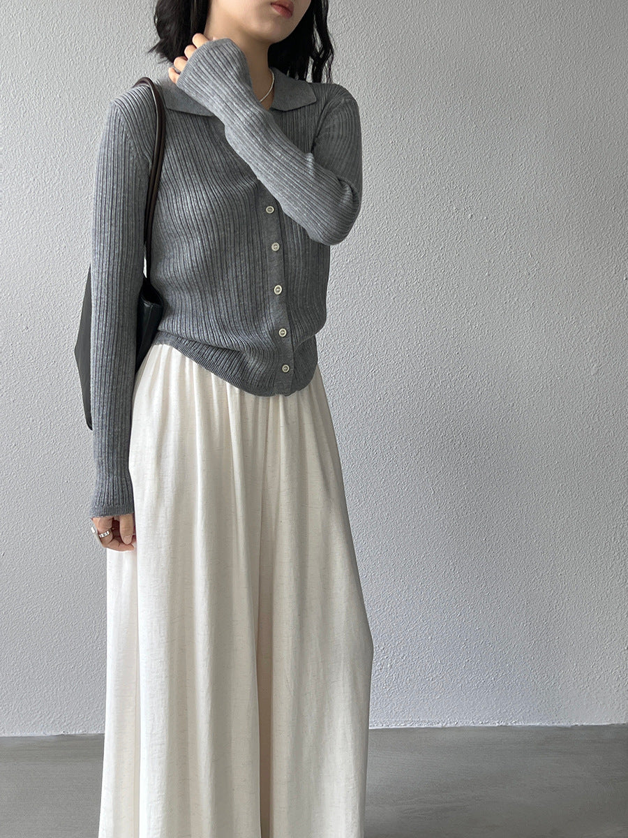 【cim6901】實拍慵懶紙片人polo領針織衫251030