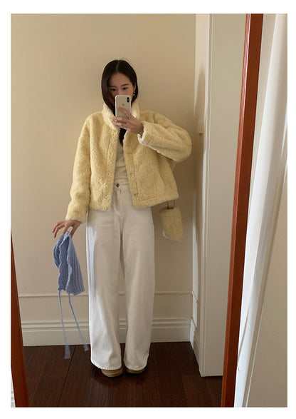 【H5512】實拍S~XL韓國保暖加絨白色牛仔褲251118