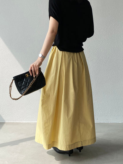 【cimz1815】實拍日系慵懶氛圍感✨百搭壓褶氣球花苞廓形長裙260409