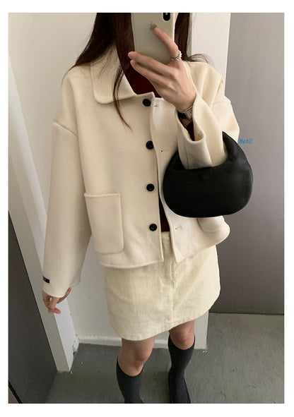 【H565】實拍高級感羊毛混紡羊絨手感外套大衣251021