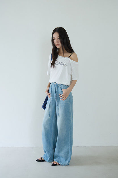 【LD11303】神級大長腿👖軟糯親膚水洗淺藍色顯瘦落地直筒牛仔寬褲260519