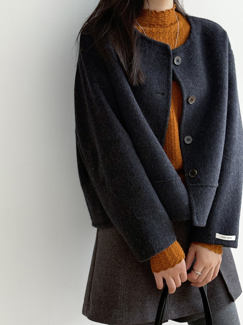【Y8522】實拍高單氣質簡約綿羊毛呢外套（棉羊毛52%)251106