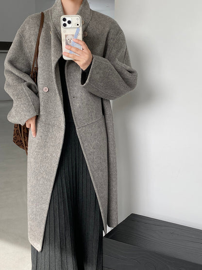 【cimz629065】實拍高級感貴氣重磅氣質羊毛桑蟬絲大衣外套251128