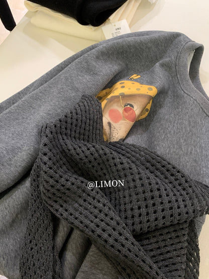 【L9295】實拍檸檬秋冬狗狗印花加絨衞衣+針織披肩251117