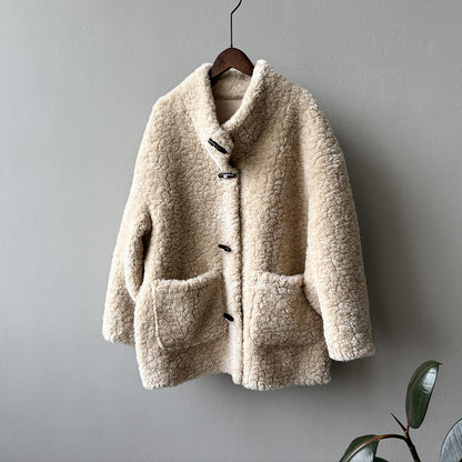 【Y7097】實拍冬季慵懒可愛牛角扣羊羔毛厚外套251113