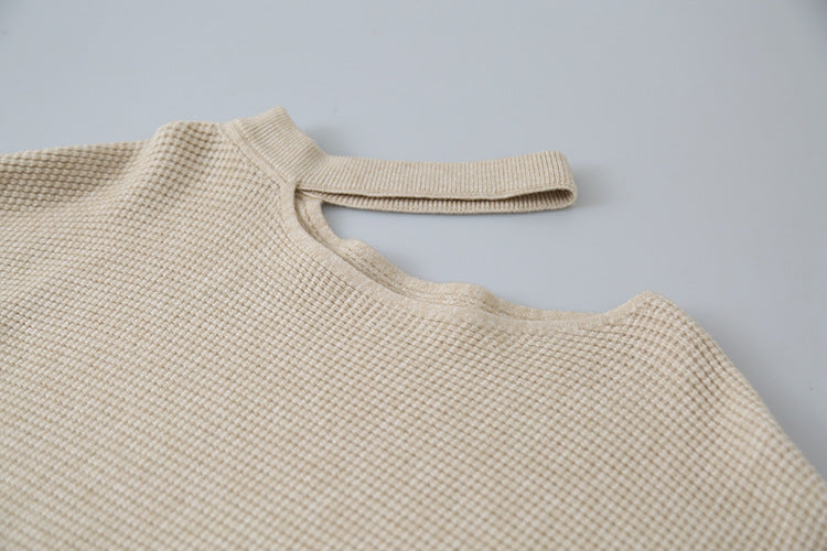 【LD11029】實拍韓系掛脖鏤空露肩針織毛衣251124