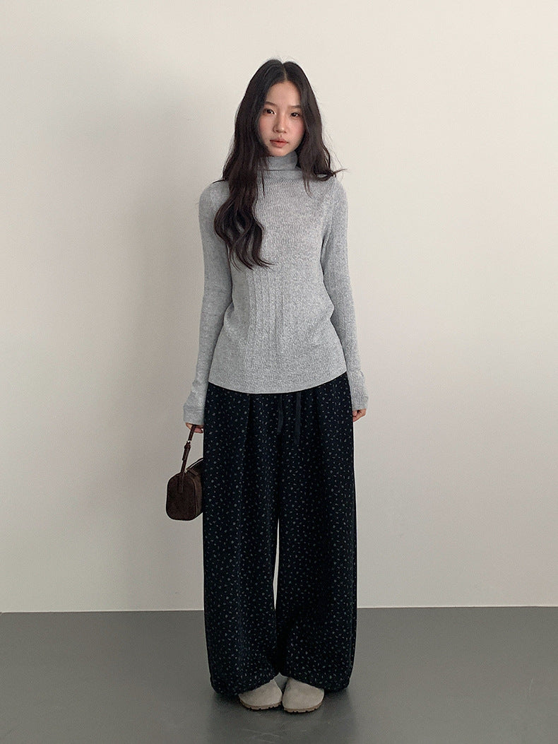 【LD11061】實拍紗網肌理超彈高領修身打底T恤251209