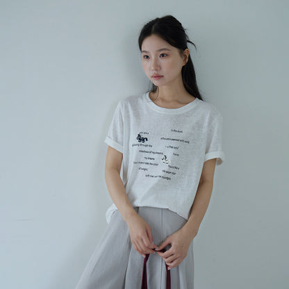 【LD11201】實拍夏日必備白T！小馬刺繡字母印花圓領寬鬆短袖上衣260331