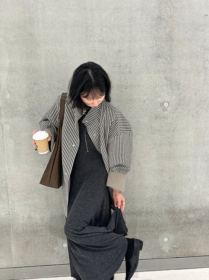 【cim1228】實拍韓國高級天絲棉雙面可穿黑白格風衣外套251030