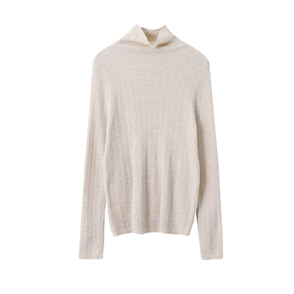 【LD11061】實拍紗網肌理超彈高領修身打底T恤251209