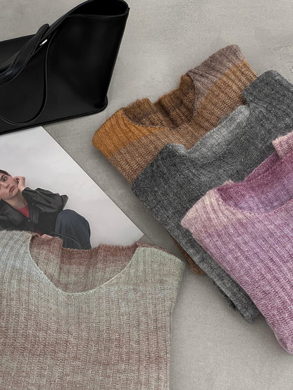 【cim0679】實拍韓國彩虹漸變長袖針織衫（羊毛11%)251114