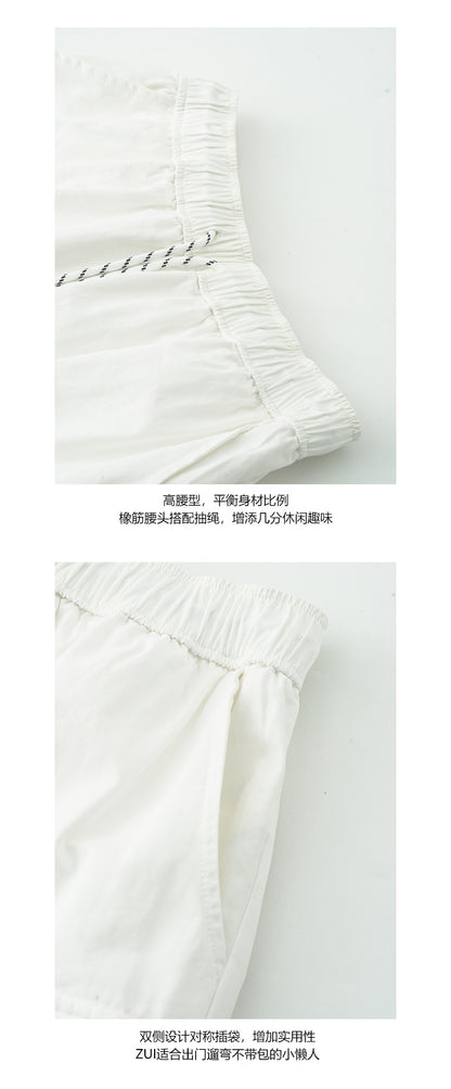 【H5182】實拍棉質工裝抽繩鬆緊腰口袋短褲250415