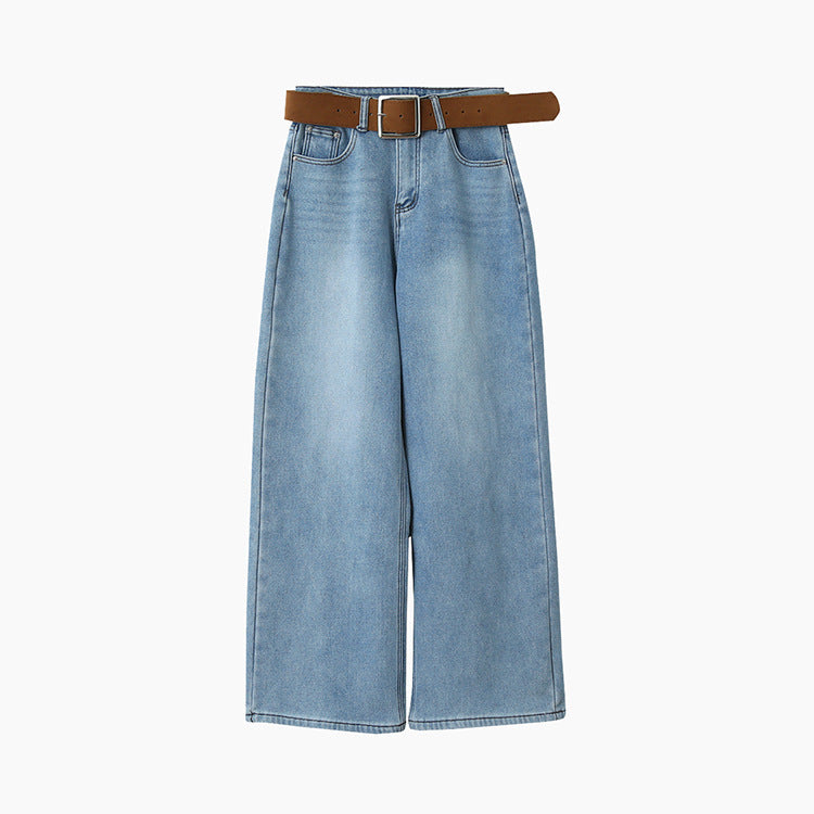 【LD11010】實拍S~XL復古加絨加厚高腰直筒牛仔褲251110