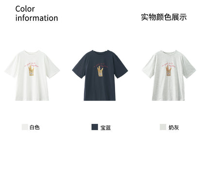 【H5225】 實拍夏季清新韓國｜麵包印花舒適短袖T恤250429