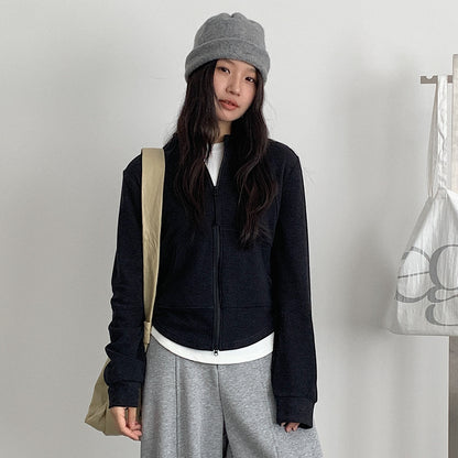 【LD3293】實拍立領雙頭拉鍊衞衣外套251103