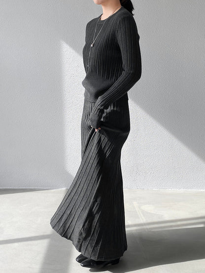 【cimz100789】實拍法式高級感收腰顯瘦針織衫＋針織長裙(分開下單）251120