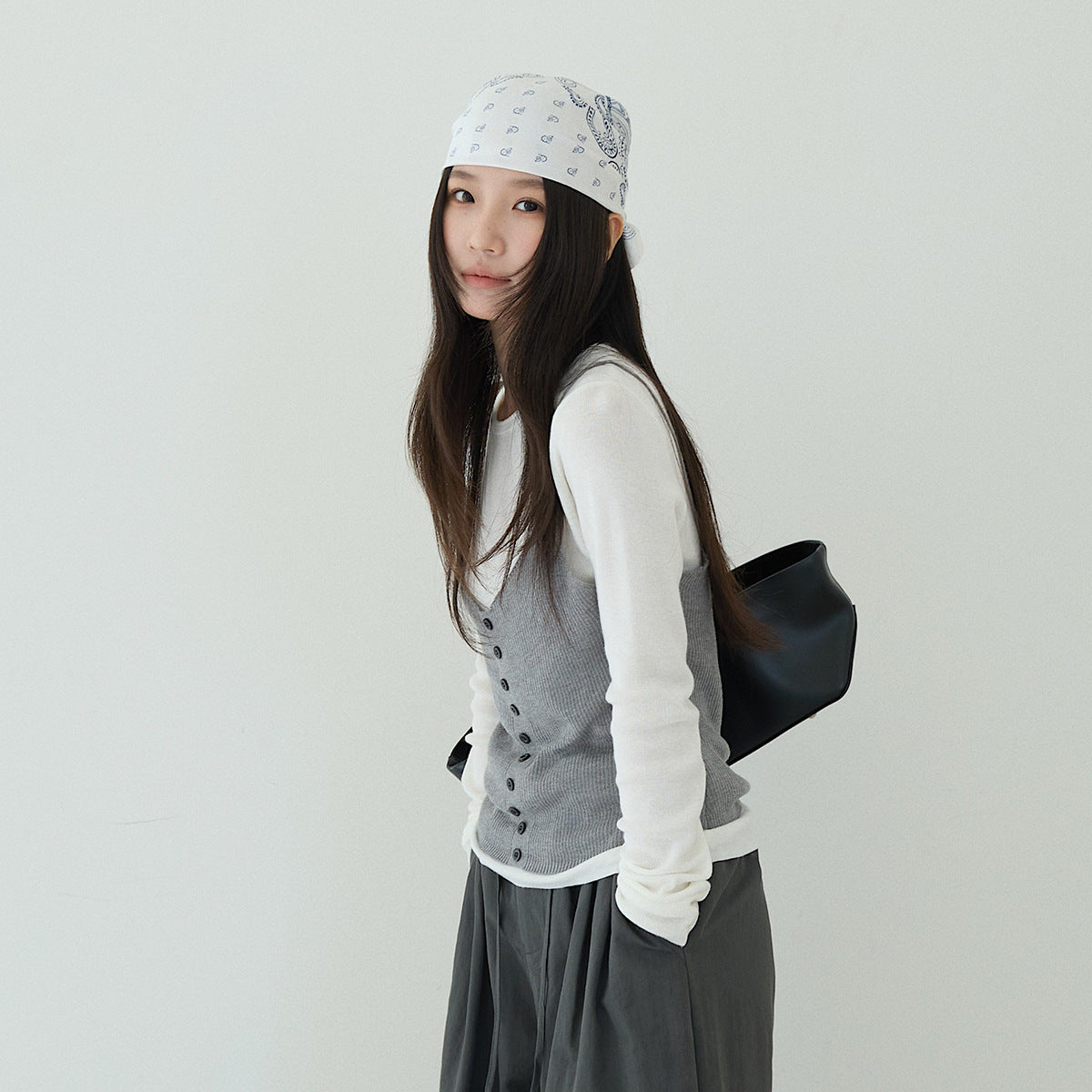 【LD11159】實拍修身顯瘦必備！假2件細肩帶背心+長袖針織衫260309