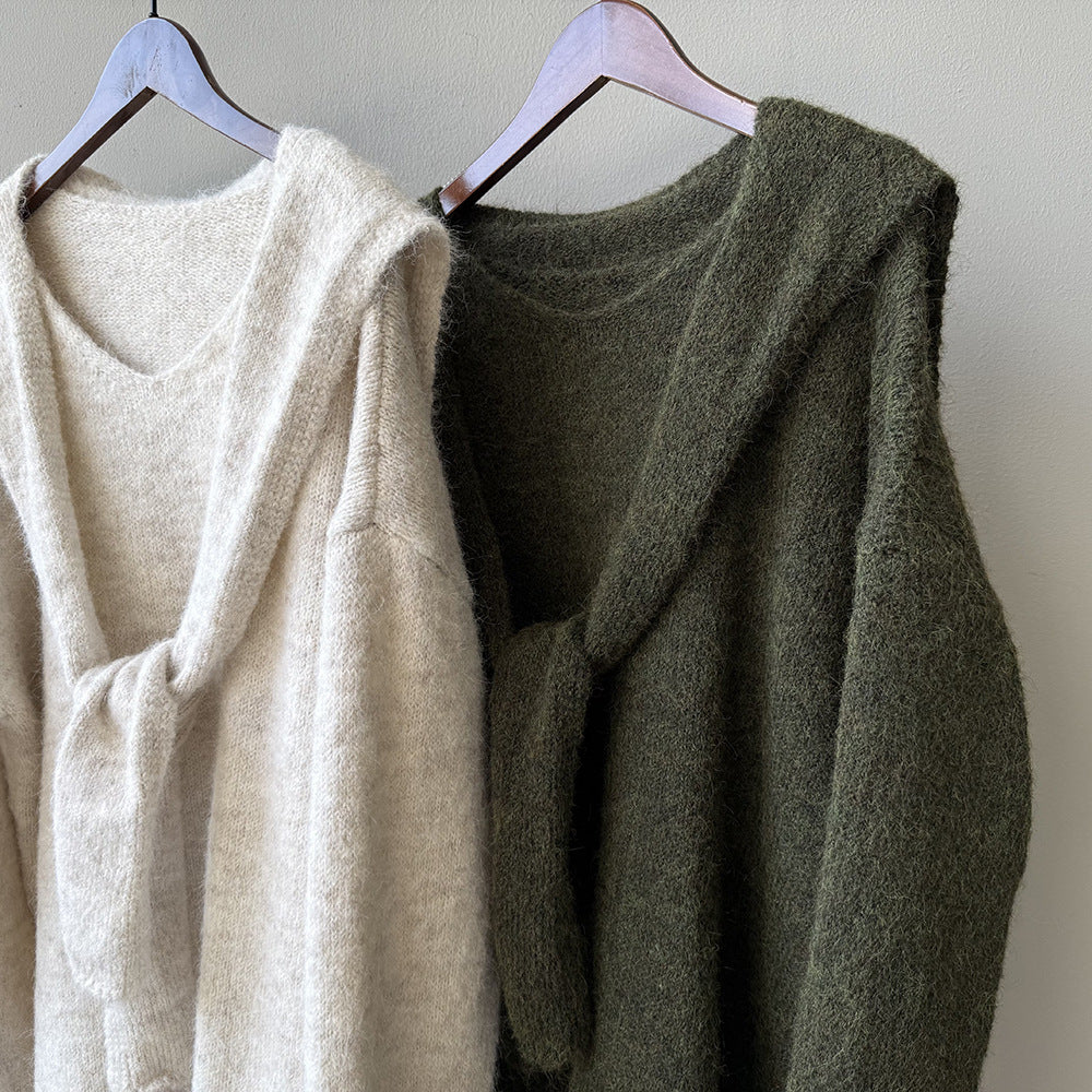 【Y25805】 實拍溫柔軟糯V領毛衣+針織披肩(含羊毛3％）251023