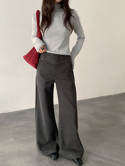 【LD11048】實拍S~XL秋冬毛呢厚款高腰直筒褲251202