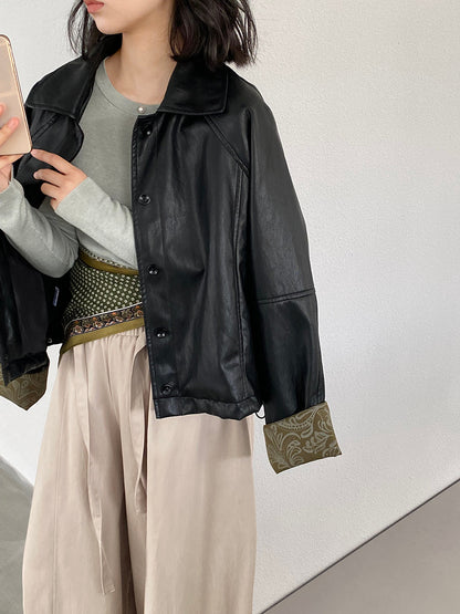 【cimz1667】實拍個性復古黑色工裝皮衣外套251120