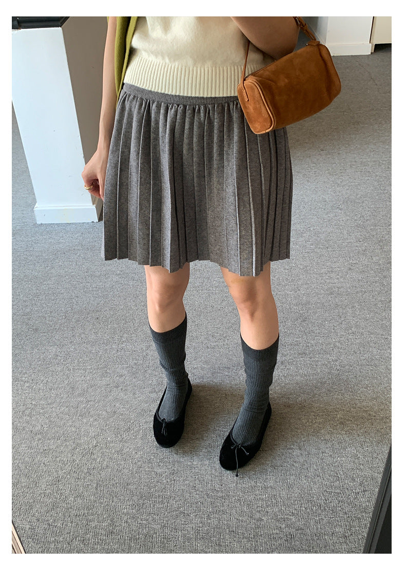 【H5518】實拍復古中性條紋針織衫＋針織百褶裙251125