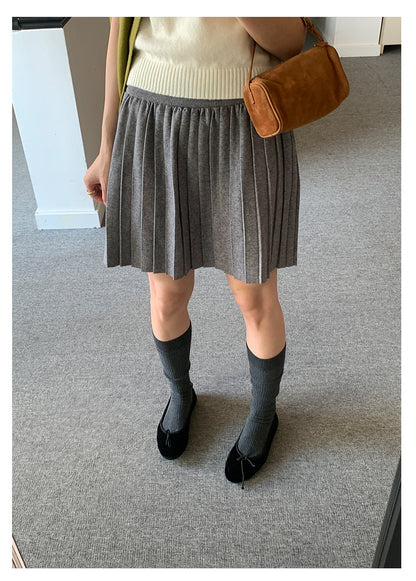 【H5518】實拍復古中性條紋針織衫＋針織百褶裙251125