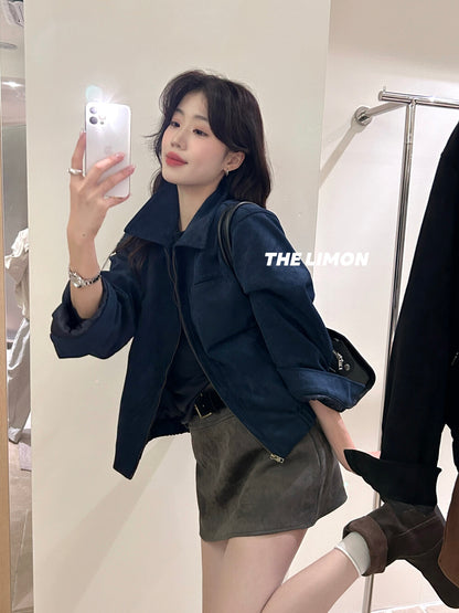 【L9150】實拍檸檬復古寬鬆羊津絨工裝長袖短外套251117