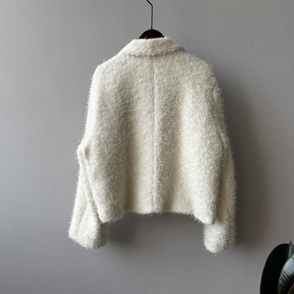 【Y8722】實拍高質感白鴨絨羊毛小香羊羔毛外套（白鴨絨90%)251106