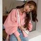 【F02104】韓國簡約燈籠袖寬鬆純色長袖襯衫230206