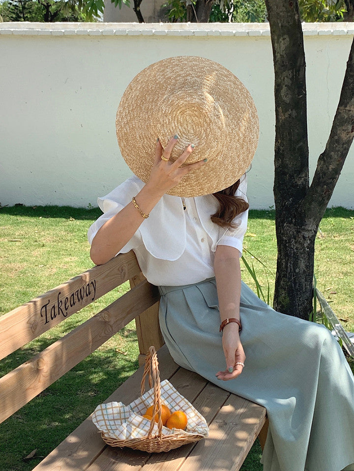 【F03119】實拍韓國夏季大荷葉娃娃領襯衫230306