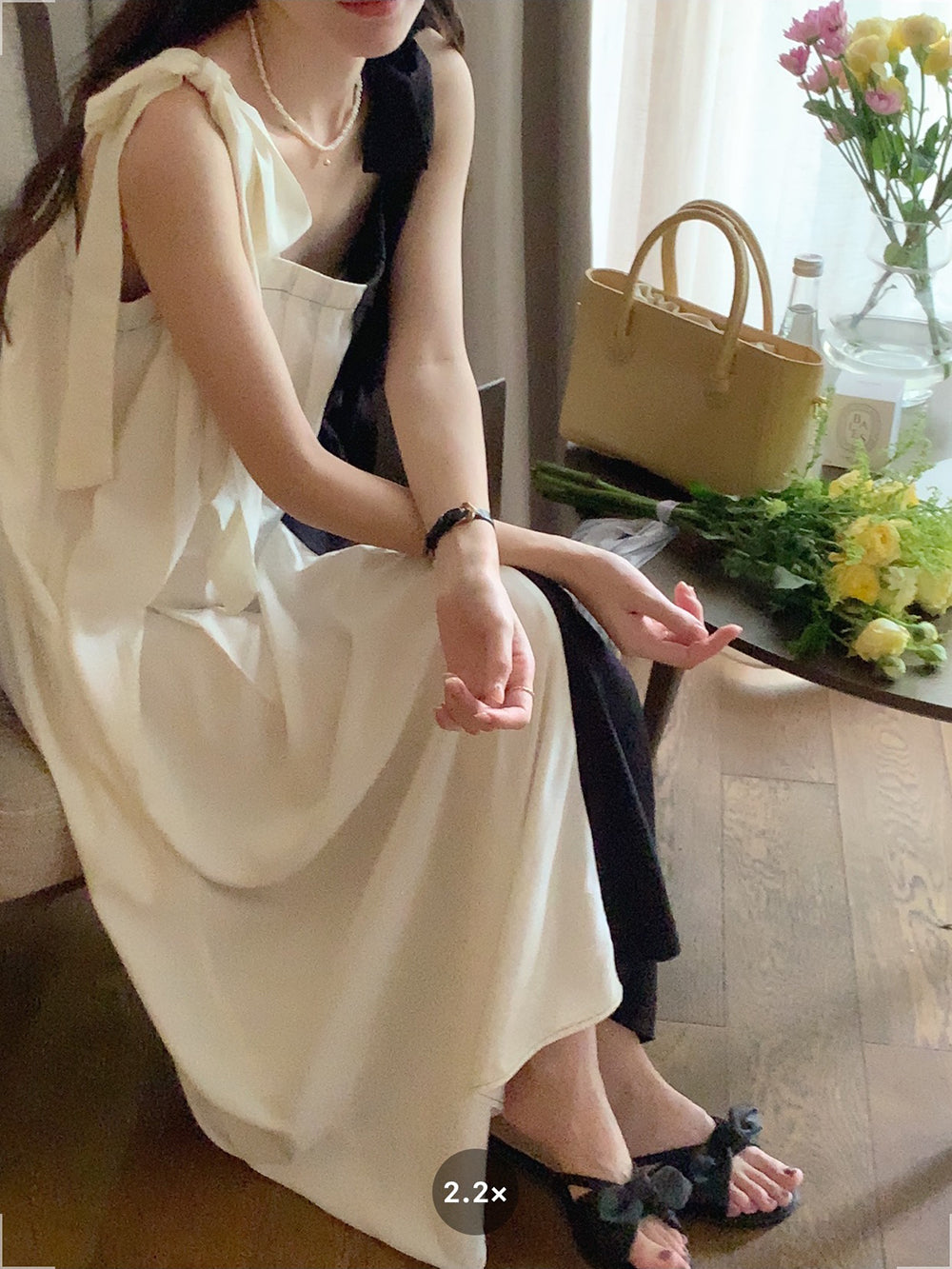 【F03448】實拍韓版夏季法式設計感壓褶A字寬鬆吊帶連衣裙230327