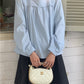 【F04210】韓版方領甜美法式純色長袖襯衫230410