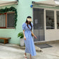 【F04324】韓版夏天清新大方領格子收腰泡泡袖洋裝230417