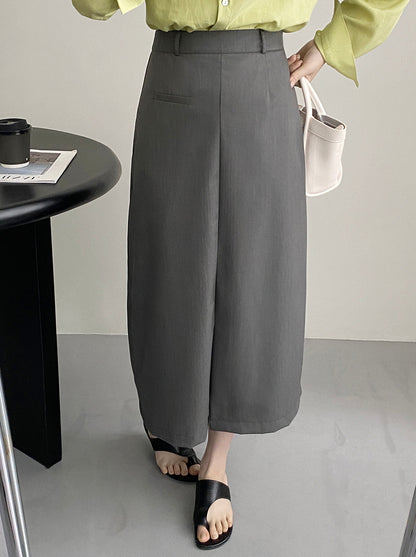 【cim5353】實拍韓國早春簡約高腰設計感假口袋前開叉西裝裙230308