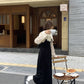 【N8185】實拍韓國冬春氣質千金溫柔v領燈芯絨吊帶洋裝