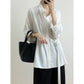 【Y80621】實拍韓國設計款寬鬆顯瘦繫帶垂感襯衣221207