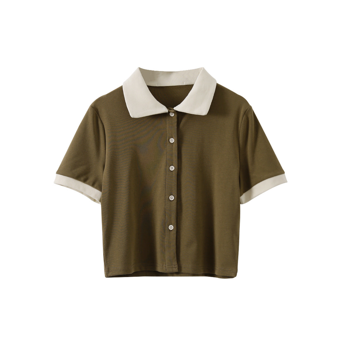 在台現貨【8497】實拍韓國Polo领氣質排扣短袖T恤